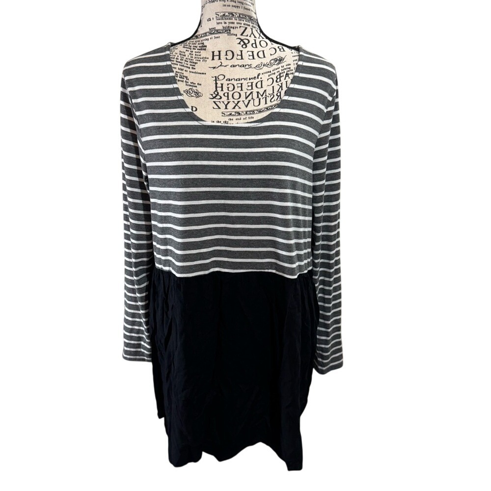 Umgee Gray & White Striped Tunic Top